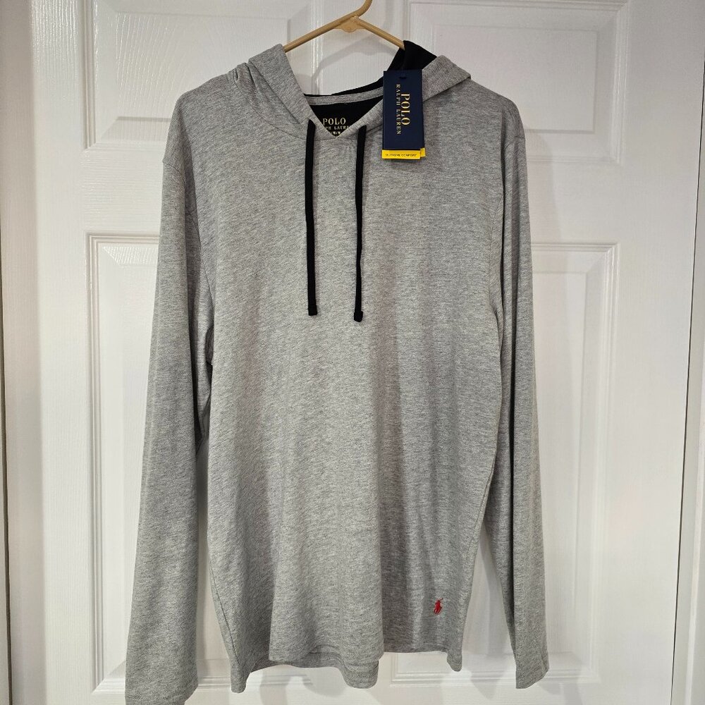Polo Ralph Lauren Men's Supreme Comfort Long Sleeve Hooded Shirt Gray Medium NWT